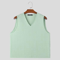 Camiseta De Hombre 2024 INCERUN Color Sólido V-Neck Sin Mangas Estilo Casual Verano Talla S-5XL Ropa De Calle Malla Pura - details 9