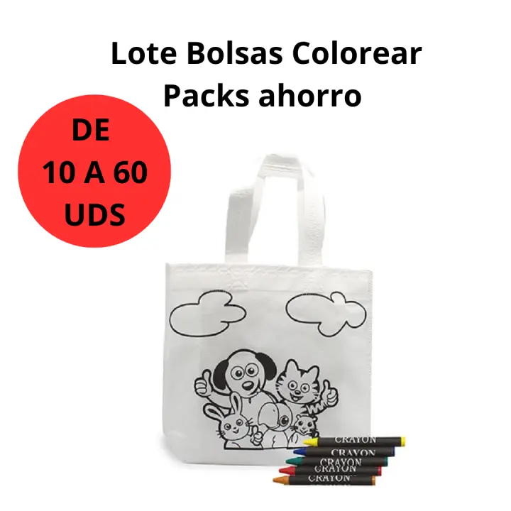 AKARURE Lote de Bolsas para Colorear con Dibujos Infantiles y 5 Ceras por Bolsa - Regalos para Cumpleaños Infantiles, Guarderías y Colegios - 1