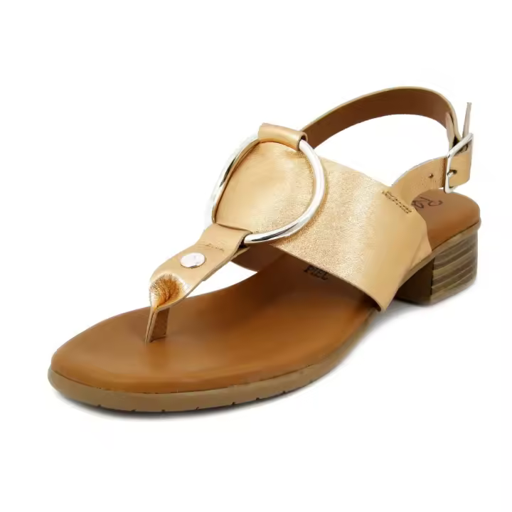 Sandalias Chinclas para Mujer en Piel Rosa, Tacón Bajo, Raquel Perez - 1