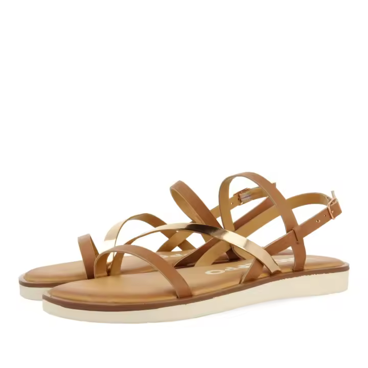 Gioseppo Sandalias de Piel Mujer Carbis - Tiras Color Cuero y Metalizadas - 1