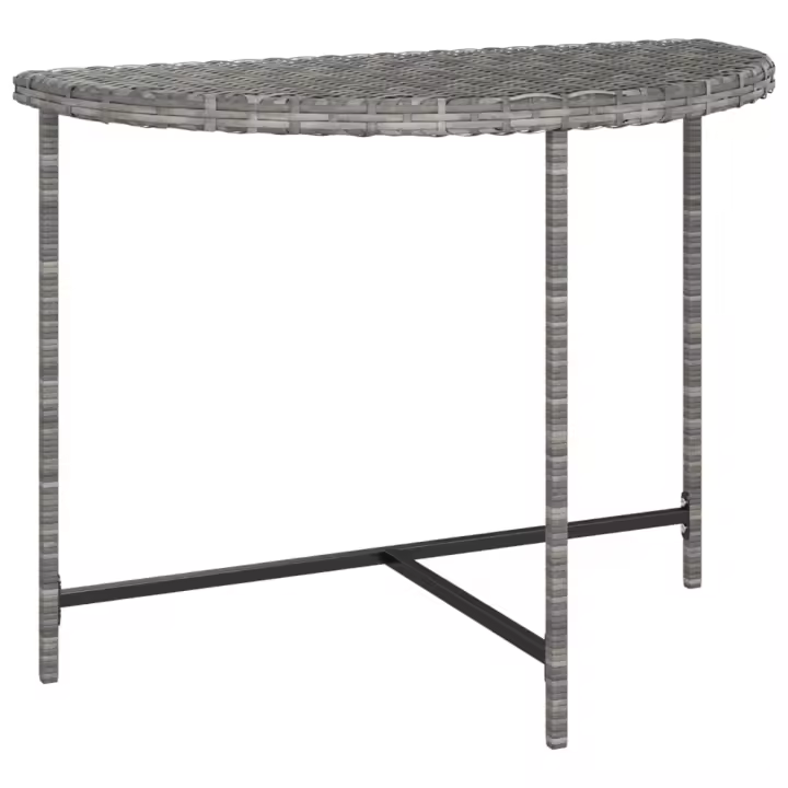 Mesa de Jardín de ratán sintético gris 100x50x75 cm - 1
