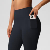 Mallas de beltada Alta para Mujer, pantalones de Yoga, Mallas con bolsillos, Push Up, ropa Deportiva para correr, pantalones de Color sólido - details 9