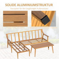 Conjunto de muebles de Jardín Outsunny, para 3 personas, Con sofá Doble chaise longue y Mesa, Diseño de trinquete weatherproof, ideal a parterrrazas y Balconies - details 1