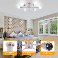 Lámpara De Techo De Hierro Nórdico Con 6 Luces Para Decoración De Piso Bajo Sala De Comedor Y Sala De Estar E27/E26 Soporte AC85-260V - details 9