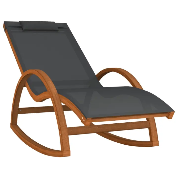 vidaXL Mecedora de textileno y madera maciza de álamo Blanco, Gris, Sillas de Exterior Ideal para jardín, playa, piscina, terraza Tumbona Piscina Tumbonas Playa Tumbonas Jardín Exterior - 1
