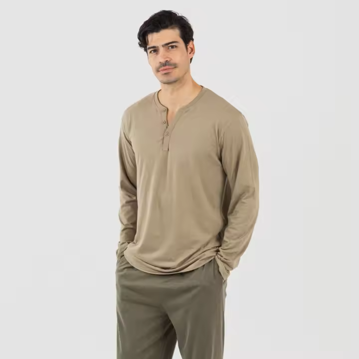 TRAMAS+ Pijama Botones de Hombre con Manga Larga y Pantalón Largo, Primavera y Otoño, Conjunto de Ropa para Dormir - 1