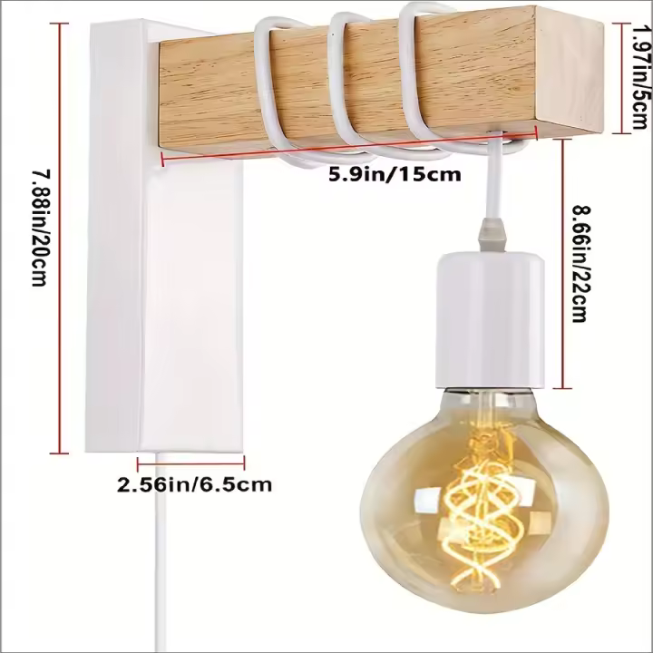 Lámpara de Pared Creativa de Madera de Estilo Industrial Retro Simple Moderno, para Dormitorio, Pasillo, Sala de Estar, Escaleras, Montaje Semi Empotrado - 1