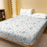 Sábana Ajustada Moderna Y Sencilla Con Estampado De Plantas Y Flores Mate Para Dormitorio Sin Almohadillas Ni Fundas De Cojín - details 1