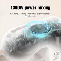 Batidora de pie de 1300 W - Tazón de 5 L - 6 velocidades - Acero inoxidable - Negra - Batidora de pan multifunción para cocina - details 3