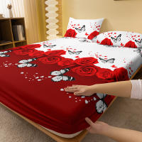 Sábana De Cama Con Patrón De Mariposa Y Rosa Mate 100% Poliéster Cobija Para Dormitorio Sin Fundas De Cojines - details 2
