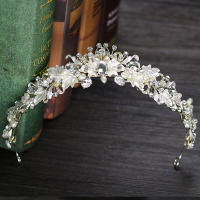Diadema De Crystals Y Perlas Plateadas Para Mujer Tiara De Novia Con Flor Y Rhinestone Accesorios De Cabello Para Fiesta Y Boda Joyería Adulto - details 9
