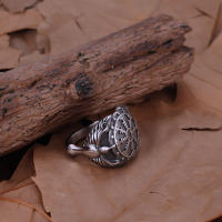 Anillo De Acero Inoxidable Nórdico Con Runas Awe Helmet De Odin Cuervos Huginn Y Muninn Aegishjalmur Anillo Nórdico Para Hombres Joyería De Leyendas Mitológicas - details 5