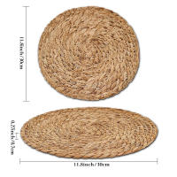 4pcs Tapetes De Lugar Redondos Tejidos De Rotura 30cm Naturales Resistentes Al Calor Hechos a Mano Para Mesa De Comedor Estilo Japonés - details 1