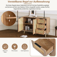 Vintage Mueble lateral de Ratón con 2 Puertas Y 3 compartimientos con mango Negro para Cocina y Sala de estar (Madera natural) - details 2