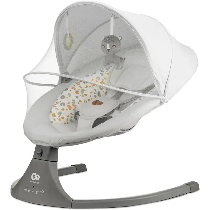 Kinderkraft Hamaca LUMI 2, Columpio eléctrico para bebés, Desde el nacimiento hasta los 9 meses, Altura regulable, 5 modos de columpio, 12 melodías, Arco - 1