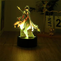 Lámpara 3D De Anime Genshin Impact LED Luz Nocturna Zhongli HuTao Xiao Shenhe Para Decoración De Habitación Regalo De Cumpleaños Luces - details 1