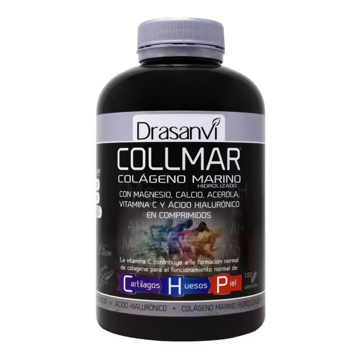Drasanvi COLLMAR Comprimidos de 180 Unidades - Fórmula con Magnesio - Colágeno Marino Hidrolizado - ácido Hialurónico - Calcio - Vitamina C-Formación de Colágeno - Funcionamiento de Cartílagos - Huesos y Piel - 1