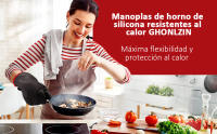Guantes de Horno, Manoplas Cocina de Silicona Resistentes al Calor con Forro de Algodón y Superficie Antideslizante, Diseño de Rayas, Guantes Horno Lavable para Microondas para Hornear BBQ - details 0
