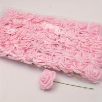 50pcs Flores De Rosa Artificial En Blanco Con Tallo Para DIY Bouquet Decoración De Boda Fiesta Scrapbook Suministros - details 11