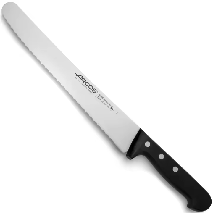 ARCOS Universal - Cuchillo Pastelero Perlado (250 mm) - Hoja de Acero Inoxidable Nitrum® - Mango Negro de Polioximetileno (POM) - 1