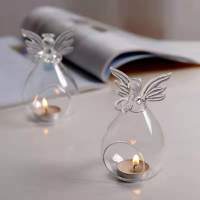 2 portavelas de cristal con forma de ángel para decoración de fiestas en casa. - details 0