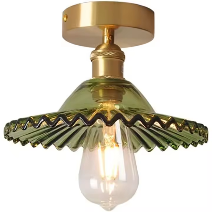 Lámpara de techo empotada con Pantalla de Vidrio, cerca de las luces del Techo, lámparas de techo Moderna con personalidad, lámparas de techo semiempotadas, Green - 1