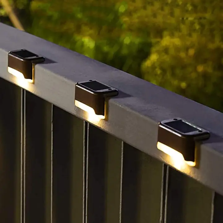 Luces solares para terraza al aire libre, paquete de 16, luces solares para escalones, luces solares LED impermeables para escaleras al aire libre, cercas, patios, terrazas y caminos (blanco cálido) - 1