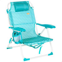 Aktive - Silla de playa plegable, 4 posiciones, 48x58x76 cm, aluminio y poliéster, soporta 110 kg, topes antivuelco, incluye cojín acolchado, bolsillo lateral y trasero, transporte tipo mochila, silla reclinable de playa, respaldo reclinable - details 0