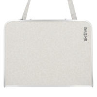 Aktive - Mesa baja plegable camping, color crema, 60x40x25 cm, patas y tablero plegables, máx. 20 kg, aluminio y madera MDF, antideslizante, antivuelco, plegado compacto, mesa portátil, resistente y duradera, cierre de seguridad, asa de hombro y de mano - details 6