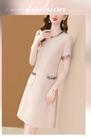Vestido A-Line Elegante Para Mujer EVNISI Con Bordado En Cuello O Y Mangas Cortas Slim Office Lady Casual Para Oficina Y Fiestas - details 1