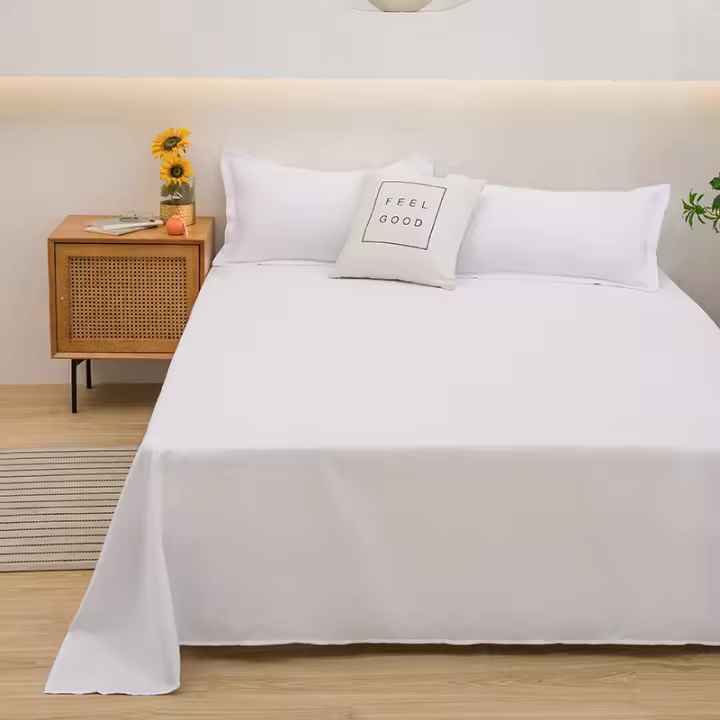 Sábana Plancha Suave Para Cama Doble De Color Sólido Poliéster 100% Sábana Superior Para Adultos Tamaño Single Queen King - 1
