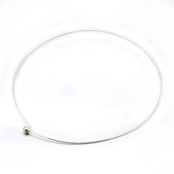 2pcs Cadenas De Cuello Rígidas De Latón Platinadas En Color Plata 5-1/2 Pulgadas (14cm) Para Fabricación De Joyas - 1