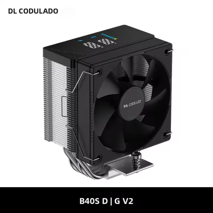 Enfriador De CPU COOLLEO B40S DIG 4 Con 4 Heat Pipes Y Exhibici\u00f3n Inteligente De Temperatura Radiador Para TDP 200W Compatible Con LGA1700 115X AM4 AM5 - 1