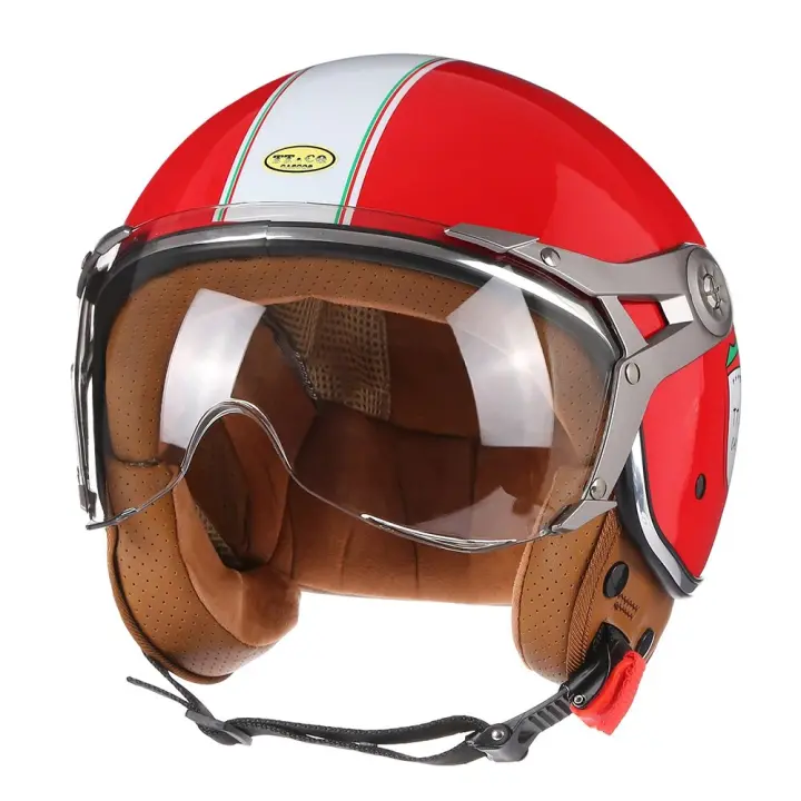 Casco De Motocicleta Vintage TT&COCASCOS Con Visera 3/4 Abierto Retro Para Scooter Y Moto Material ABS Peso 1kg Para Hombres - 1