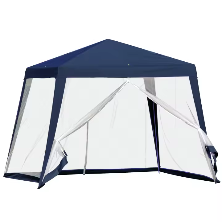 Cenador con mosquito 3x3m, Tienda gazebo Azul de metal y poliéster,Gazebo de Jardín 3x3m with Mosquitera Antimosquitos - Estructura Metálica Resistant y Tela Poliéster Impermeable, Azul (Montaje rápido) - 1