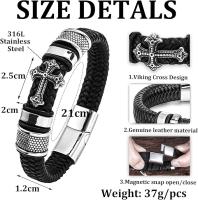 Pulseras Hombre Cruz, Elementos de Runa Vikinga y Elementos de Brújula para dar a la pulsera un aspecto Clásico - details 1