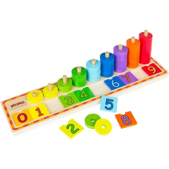 WOOMAX Juego educativo fichas y números de madera, Juego de fichas, juguetes educativos - 1