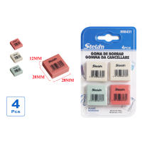 Stelam Gomas de Borrar, Paquete de 4 Unidades, 12mm x 28mm x 28mm, Colores Surtidos (Verde, Rosa, Azul, Naranja), Material de PVC Suave, Ideal para Escuela, Oficina y Arte, Borrado Fácil y Limpio - details 1