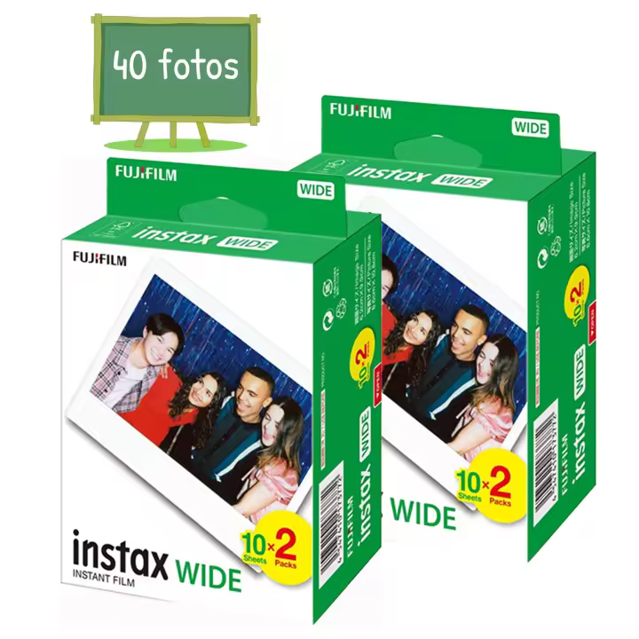 Fujifilm Película Instax Wide Gran Formato 40 Fotografías instantáneas hermosas y nítidas, colores vivos y tonos de piel naturales. - 1