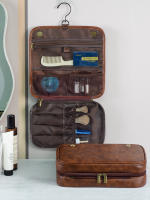 Neceser de cuero personalizado Grande 3 en 1 Para hombres, Regalos personalizados para padrinos de Boda, Bolsa organizadora de viaje, nombre Grabado with laser, Kit de afeitado with monograma, para él Gift, esposo, padre, papá - details 0