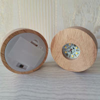 Soporte De Madera Redondo Para Luz LED 8cm Base De Tabla Nocturna Lámpara 3D Portador De Arte Ornamentos De Cristal Resina - details 4
