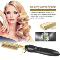 Peine Cepillo De Pelo Recto 2 En 1 Portátil Calentamiento Rápido Cobre Peine De Pelo Recto Profesional Para Peluquería - details 1