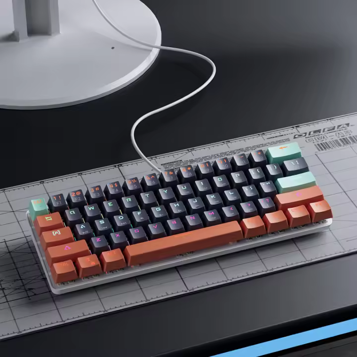 Teclado Mecánico De Juegos MUCAI 61 Teclas USB Intercambiables Caliente Efecto De Luz Rojo LED Compacto Y Práctico - 1