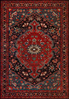 Alfombra Oriental Medallón Roja Moderna Retro Para Sala De Estar Dormitorio Comedor Material Poliéster Mecánica Lavable - details 3