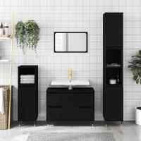 vidaXL Mueble de baño madera de ingeniería 80x33x60 cm en color Roble Sonoma/Madera antigua/Blanco brillante y más | almacenamiento funcional diseño moderno para baño dormitorio sala - details 7