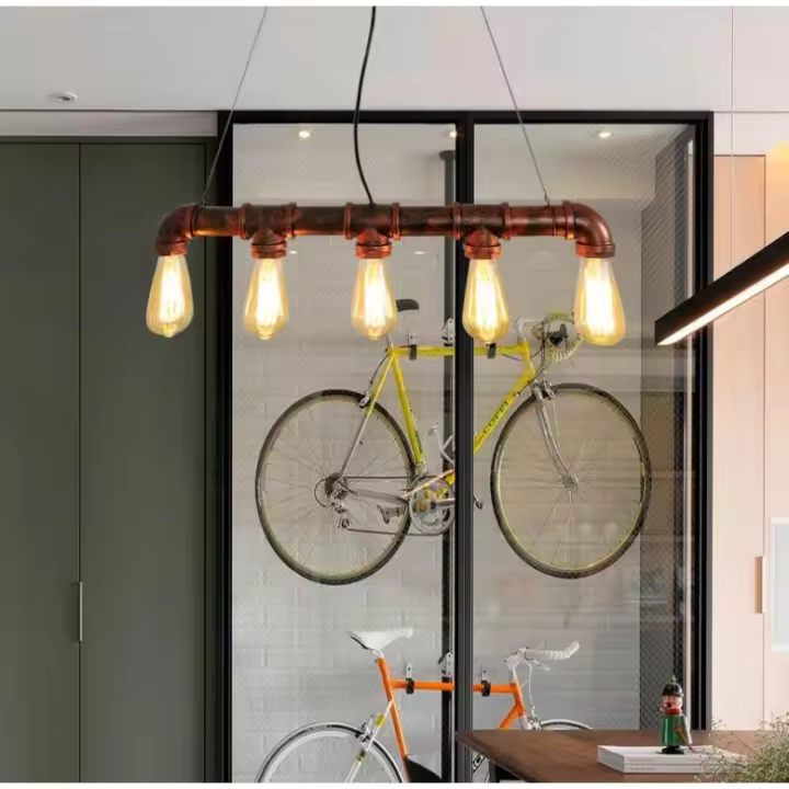 Lámpara Tubo 5 Casquillos con 5 Bombillas Regulable Colgante 6W Luz Cálida 2200K 70cm Metal - 1