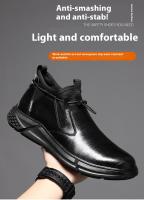 Botas De Seguridad Para Hombre En Cuero Indestructibles Con Punta De Acero Antipinchazos Y Antideslizantes Para Trabajo - details 1