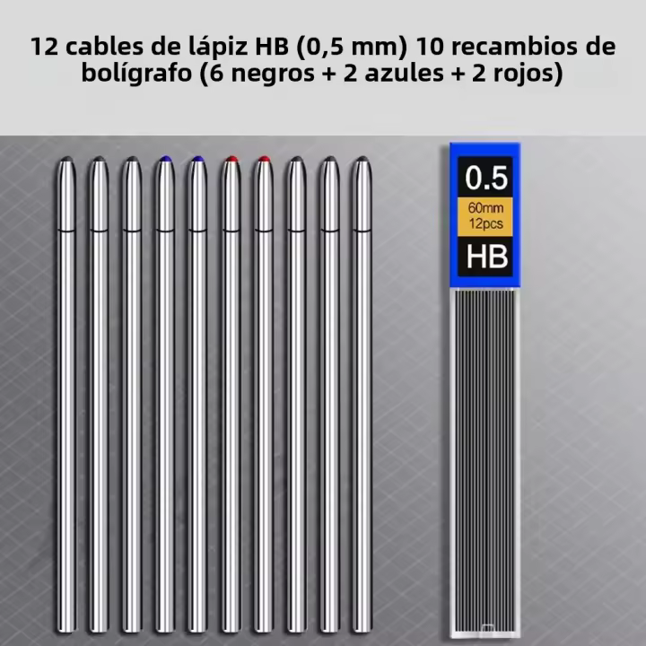 Bolígrafo Multifunción 4 En 1 De Metal Con Sensor De Gravedad Para Estudiantes 3 Colores Mezcla De Bolígrafo De Bola Y Lápiz Mecánico Estuche De Firmas - 1