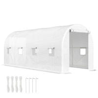 Outsunny Invernadero de Túnel 500x200x205 cm Invernadero de Jardín con Puerta Enrollable y 8 Ventanas Cubierta PE 140 g/m² Marco de Metal para Cultivo Plantas Verduras Blanco - details 0