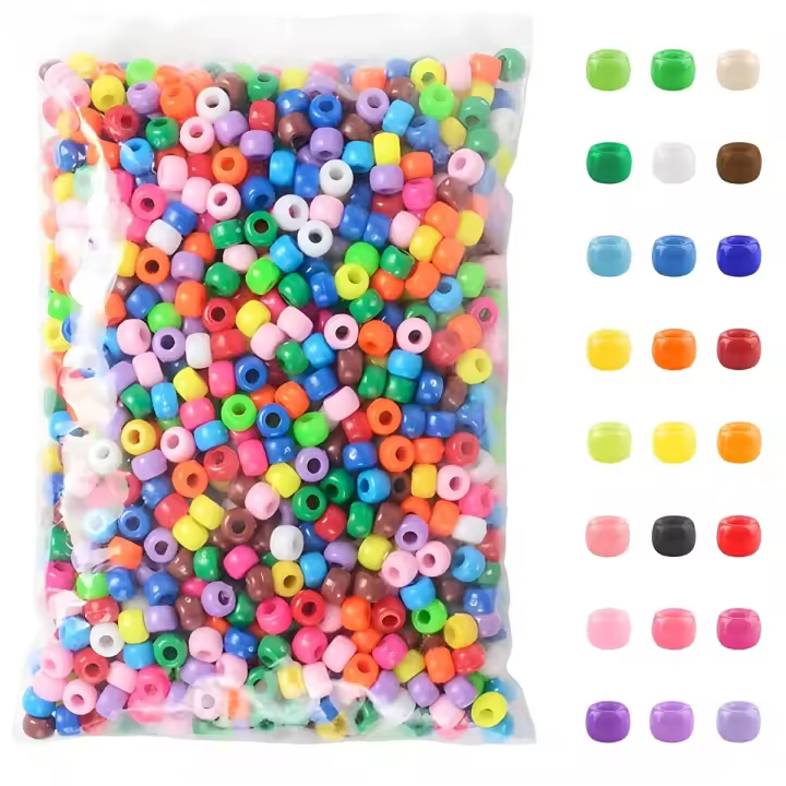 500pcs De Cuentas De Plástico En Colores Para La Fabricación De Joyas DIY Trenzas De Pelo Pulseras Collares Artesanías Pequeña Empresa - 1